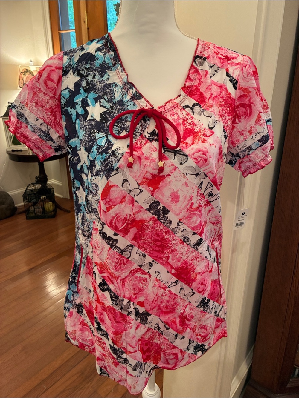 Koi Scrub Tops (3)  Pinks/Purple. Feminine, Boho gathered fit. NWT S - Picture 3 of 8